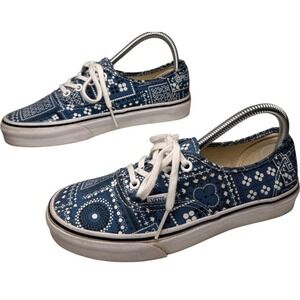 Vans Van Doren Bandana Print Lace Up Sneakers Blue Canvas Womens 7 Mens 5.5